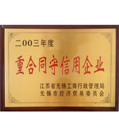 陸通被評為2003度重合同守信用企業